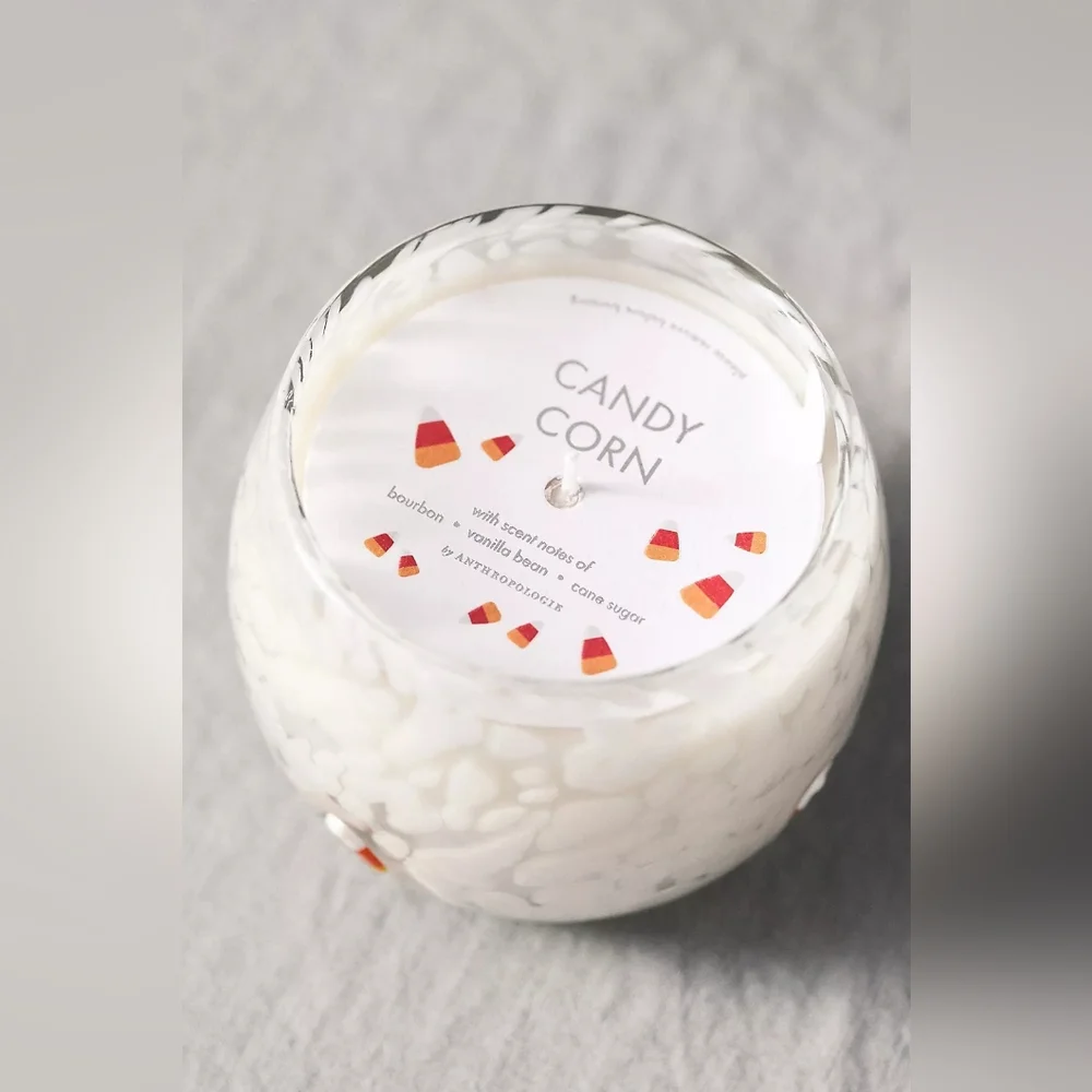 Anthropologie Mystic Confetti Icon Candy Corn Glass Candle
